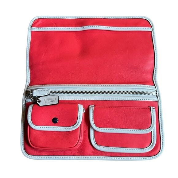 Coach Archive Legacy Two Tone Utility Clutch Bright Coral Snow - Picture 2 of 11